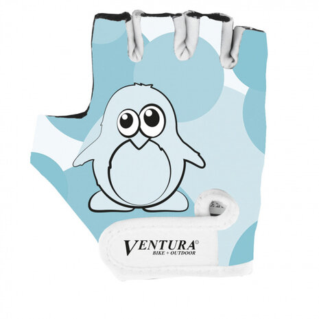 fietshandschoenen pingu&iuml;n polyester blauw/wit maat XS