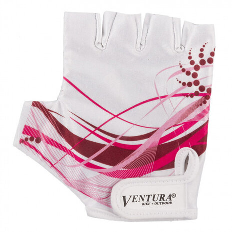 fietshandschoenen meisjes polyester wit/roze maat XS