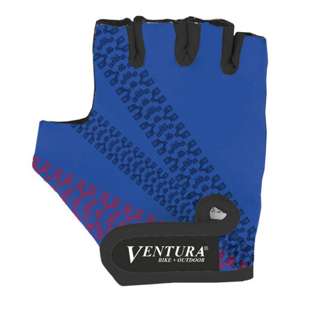 fietshandschoenen junior polyester blauw/zwart maat S