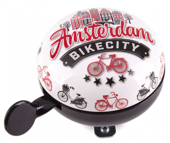fietsbel Amsterdam Bike City 80 mm staal zwart/wit