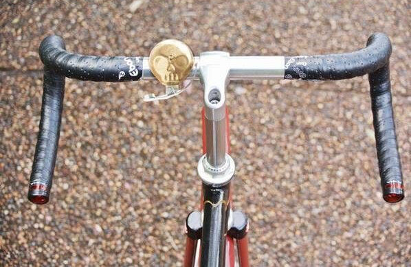 fietsbel Doodshoofd 6,5 x 4 cm staal/messing goud