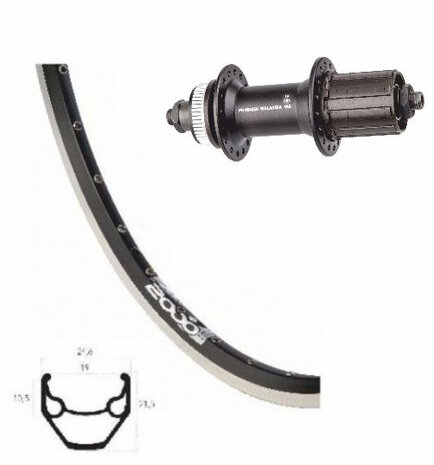 achterwiel ZAC2000 28&quot; 36G Deore 8/9/10SP alu zwart
