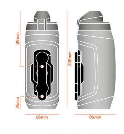 bidon met houder MonkeyBottle Twist 590 ml grijs/transparant