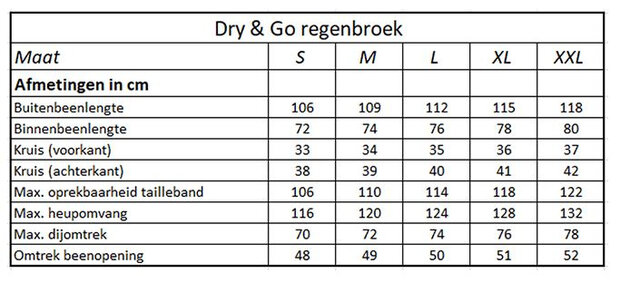 regenbroek Dry &amp; Go heren nylon zwart maat L