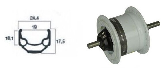 voorwiel 28 inch (622) rollerbrake aluminium/RVS zilver