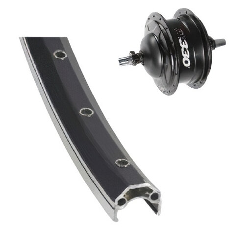 achterwiel 28 inch V-brake 622 aluminium/RVS zwart