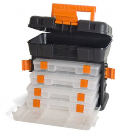 gereedschapskist 27 x 17 x 26 cm zwart/oranje