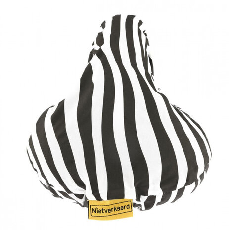 zadeldek gestreept 17 x 25 cm polyester zwart/wit