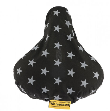 zadeldek sterren 17 x 25 cm polyester zwart/grijs