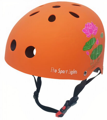 fietshelm bloem junior polystyreen oranje maat M