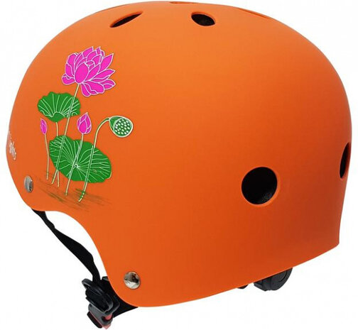 fietshelm bloem junior polystyreen oranje maat M