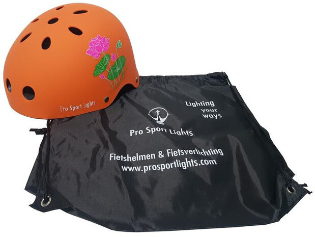 fietshelm bloem junior polystyreen oranje maat M