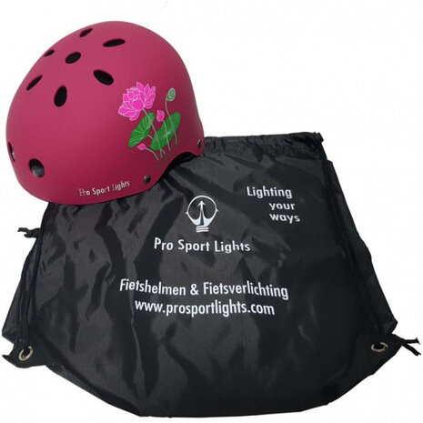 fietshelm bloem junior polystyreen roze maat S