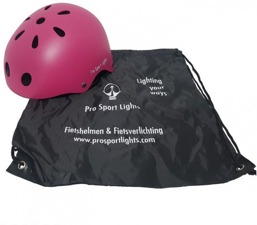 fietshelm junior polystyreen donkerroze maat M
