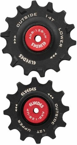 derailleurwieltjes 2020098 12T+14T keramisch zwart/rood
