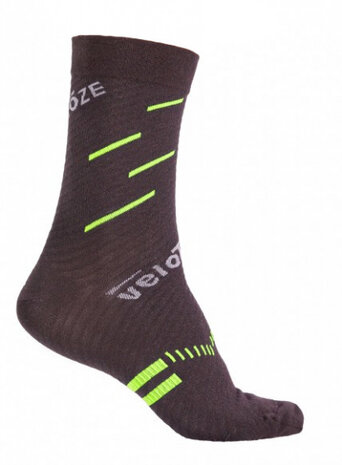 fietssokken Compression merinowol zwart/groen mt S/M