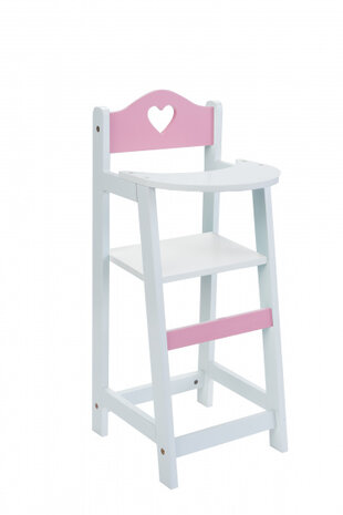 houten poppenstoel 26,5 x 21,5 x 53 cm hout wit/roze