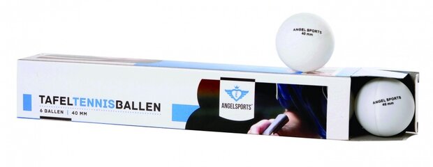 tafeltennisballen TTC kunststof 40 mm wit 6 stuks