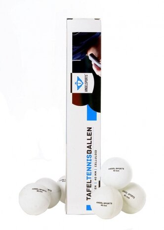 Tafeltennisballen kunststof 40 mm wit 6 stuks