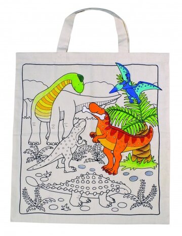 Draagtas Met Dino&#039;s Om Zelf Te Beschilderen 38 X 42 cm