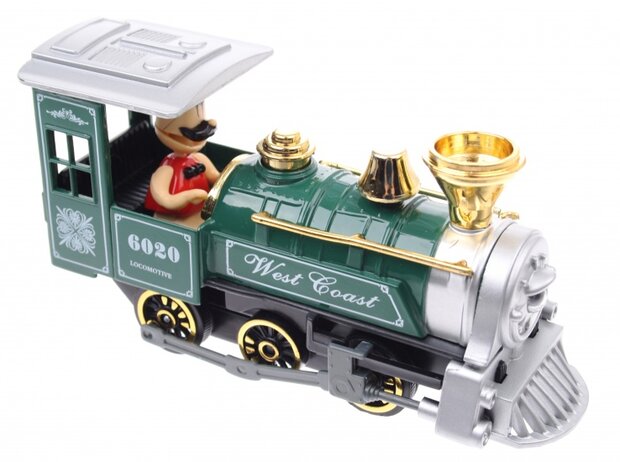 Metalen Klassieke Locomotief: Met Licht en Geluid Groen
