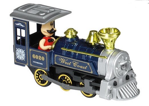 Metalen Klassieke Locomotief: Met Licht en Geluid Blauw
