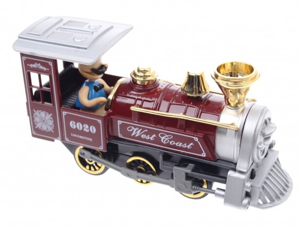 Metalen Klassieke Locomotief: Met Licht en Geluid Rood