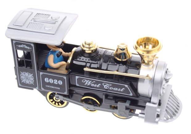 Metalen Klassieke Locomotief: Met Licht en Geluid Zwart