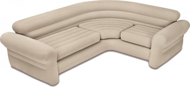 opblaasbare hoekbank beige 257 x 203 x 76 cm
