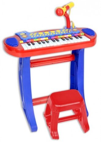 Keyboard Staand met Microfoon en kruk rood 3-delig