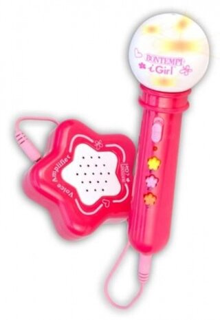 Microfoon I Girl met versterker karaoke roze