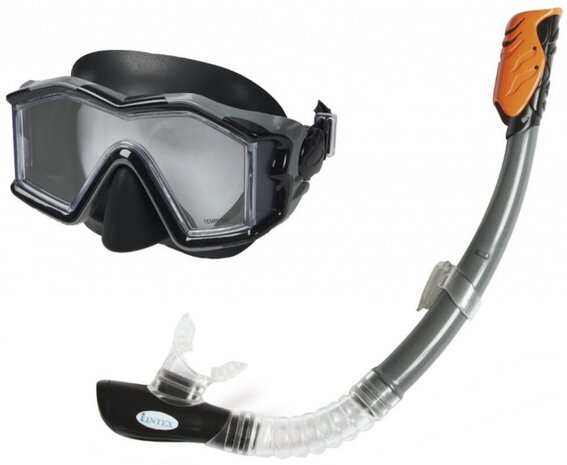 Snorkelset Explorer Pro Swim set junior zwart 2-delig
