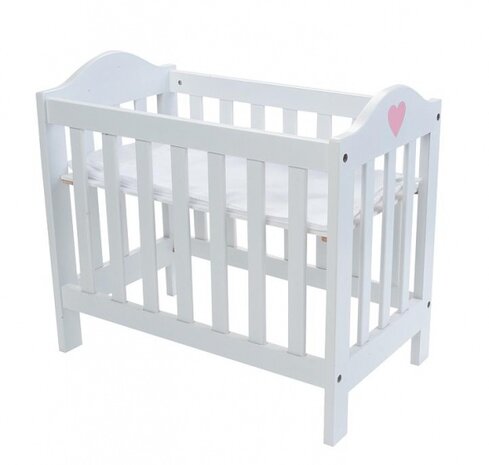 poppenbed verstelbaar 49 x 29,5 x 44,5 cm hout wit