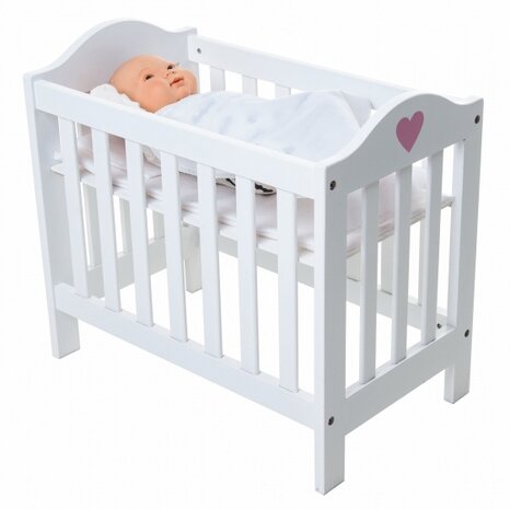 poppenbed verstelbaar 49 x 29,5 x 44,5 cm hout wit