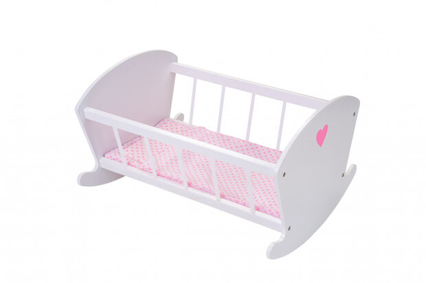 poppen schommelbed 50 x 30 x 40 cm hout wit