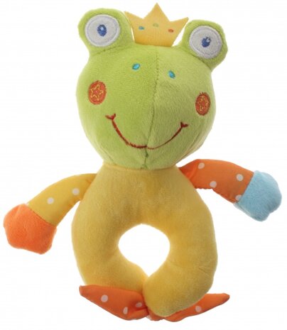 pluche rammelaar kikker groen/geel 16 cm