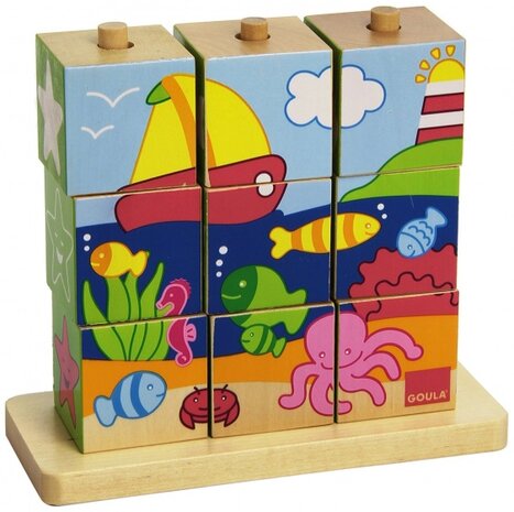 blokkenpuzzel Zee junior hout 9-delig