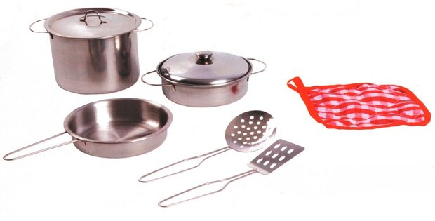 Home and Kitchen stalen pannenset 8-delig