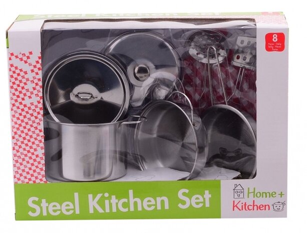 Home and Kitchen stalen pannenset 8-delig