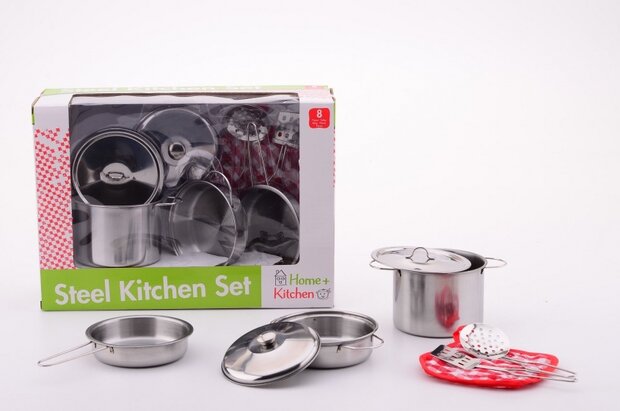 Home and Kitchen stalen pannenset 8-delig