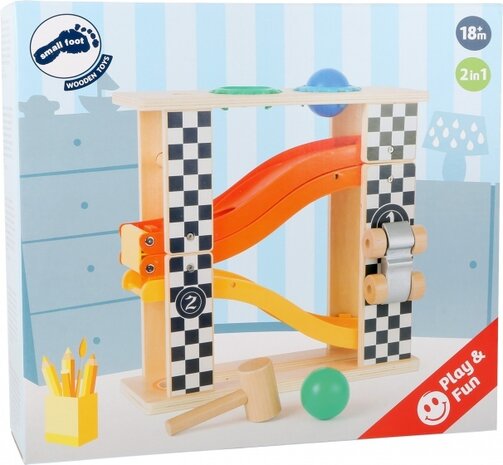 houten hamerbank met racebaan