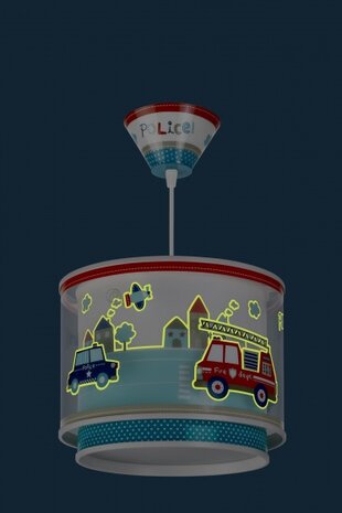 hanglamp Police glow in the dark 26,5 cm E27 60W wit