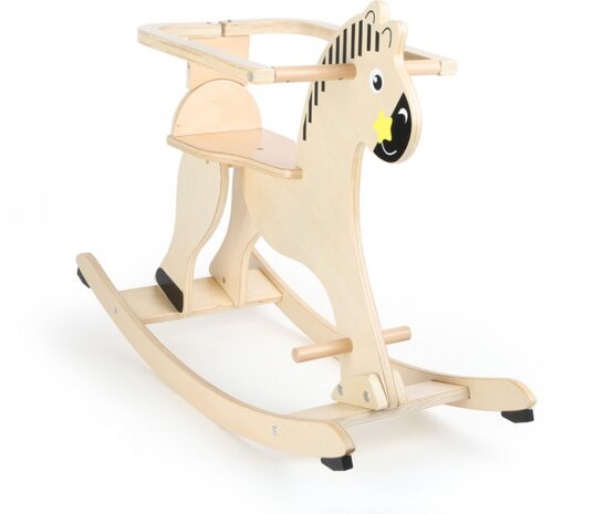 houten hobbelpaard met beschermring 77 cm