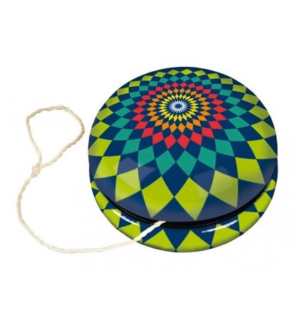jojo van blik diameter 5,6 cm groen/blauw