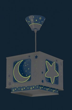hanglamp Moonlight glow in the dark 24 cm 60W blauw