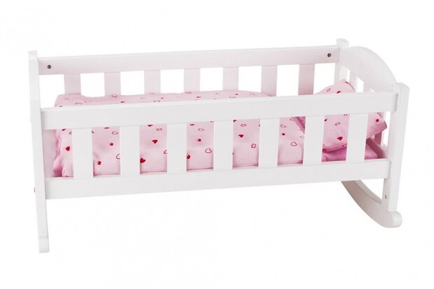 houten poppenwieg 58 x 36 x 27,5 cm wit