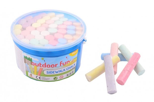 Outdoor Fun stoepkrijtemmer 50 stuks