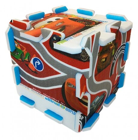 vloerpuzzel Cars junior rood/wit 9-delig