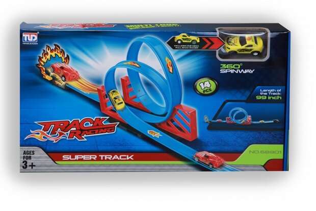 Lanceerbaan met looping set 250 cm blauw
