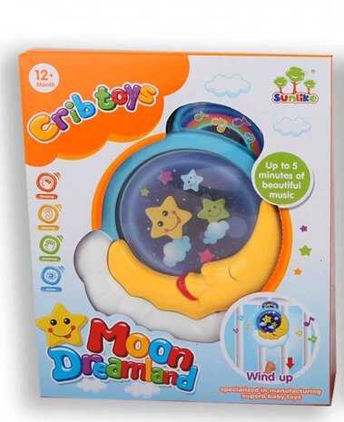 muziekdoos Moon Dreamland 19 cm blauw/wit